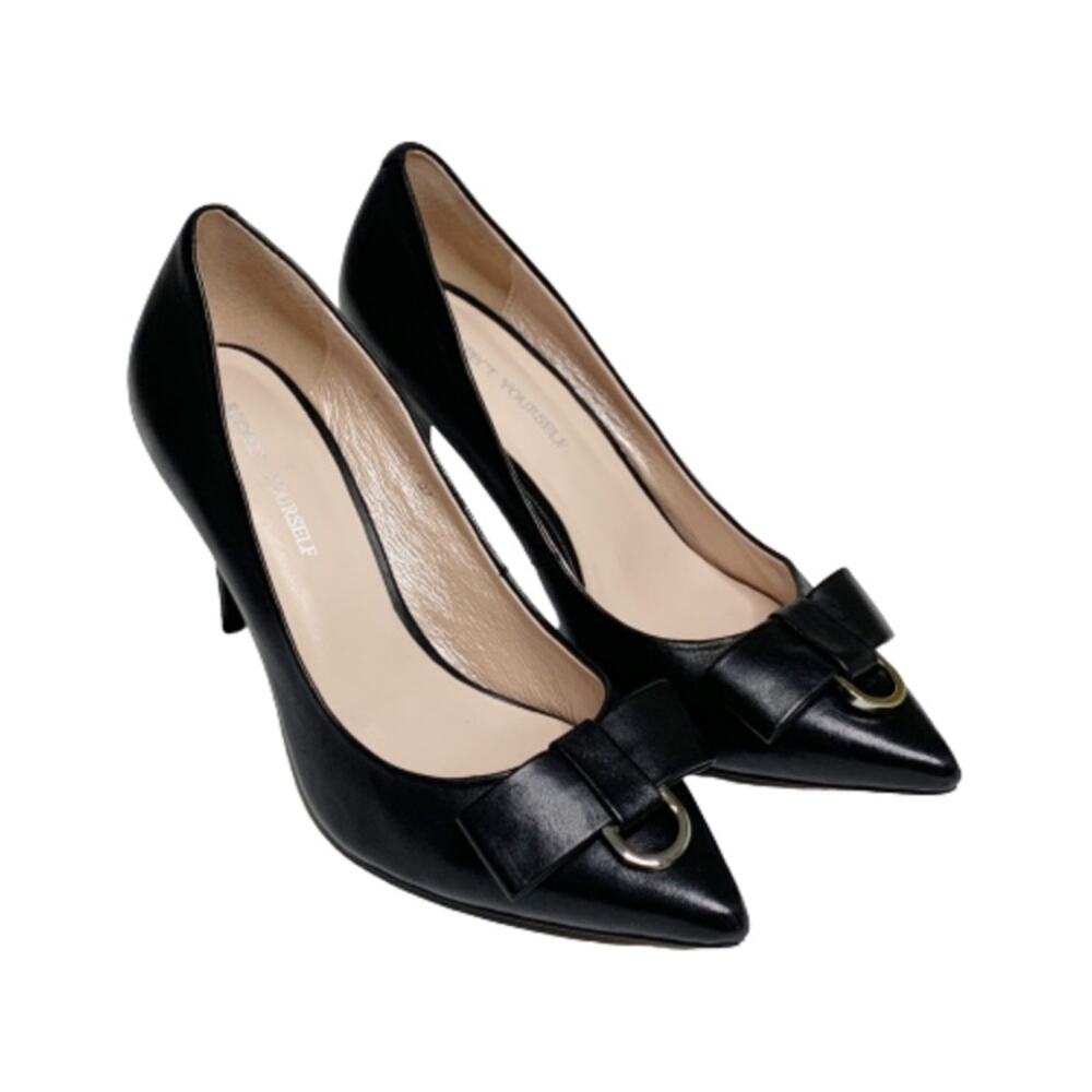 Respect Yourself Heels Shoes Black Bow Heels Pumps Shoes Size 6.5